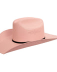 A right view of Pioneer Pink Straw Cowboy Hat