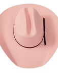 A top view of a Pioneer Pink Straw Cowboy Hat 