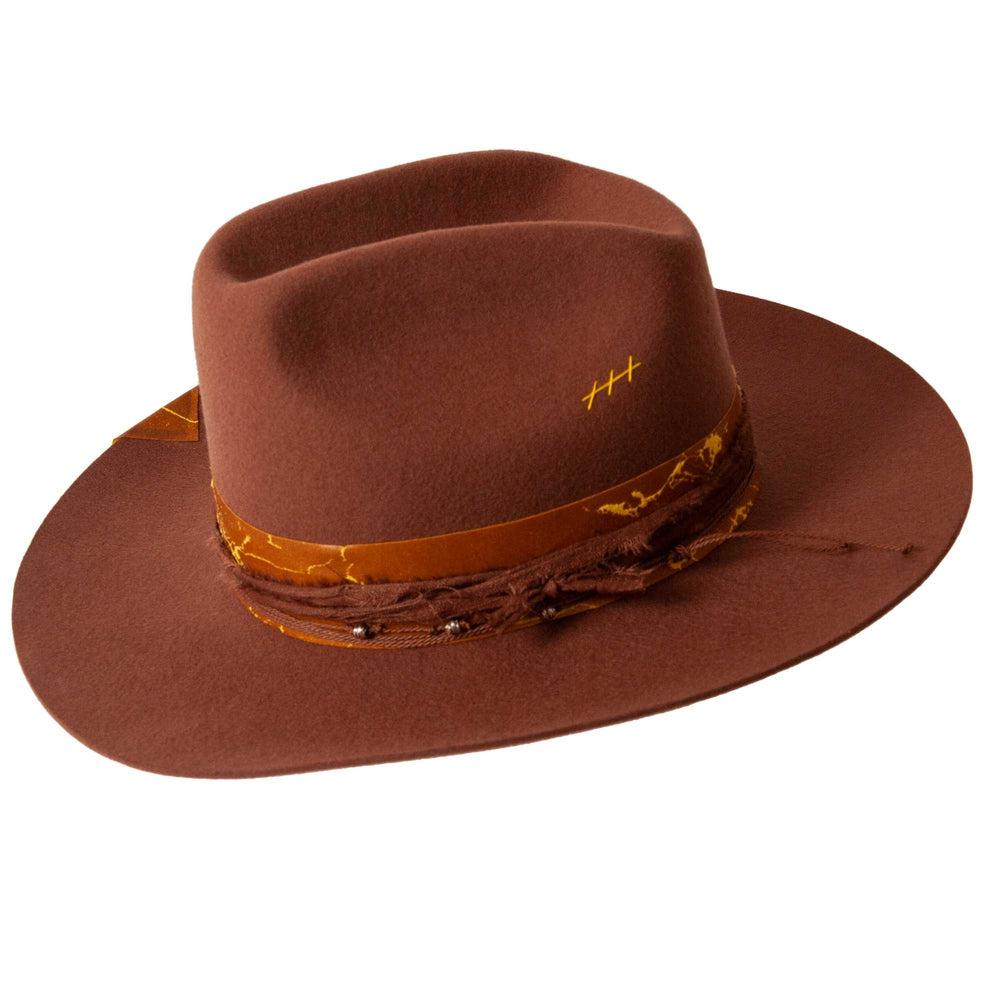 A side view of Ralston Brown Western Felt Hat 