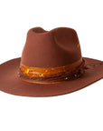 An angle view of Ralston Brown Western Felt Hat 
