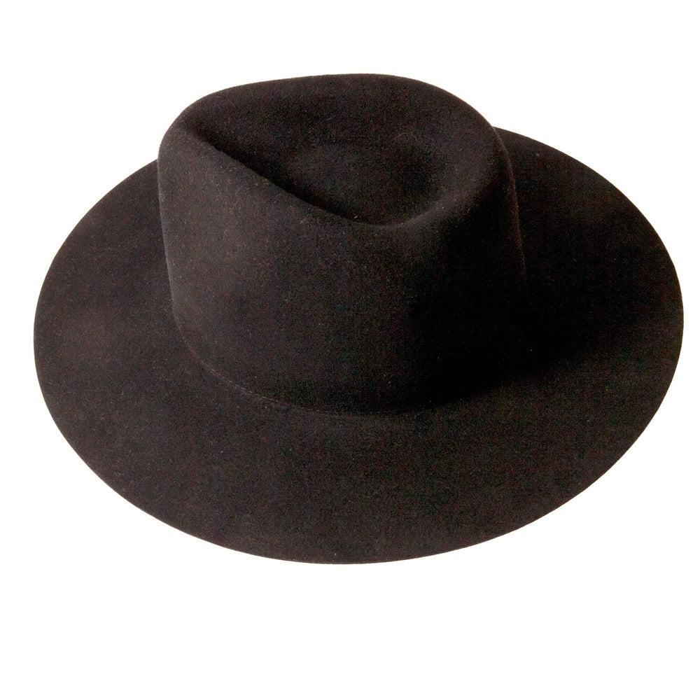 A top view of Black Rancher Felt Fedora Hat 