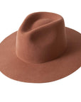 An angle view of Brown Rancher Felt Fedora Hat 