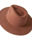 A left angle view of Brown Rancher Felt Fedora Hat 
