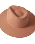 A back view of Tan Rancher Felt Fedora Hat 
