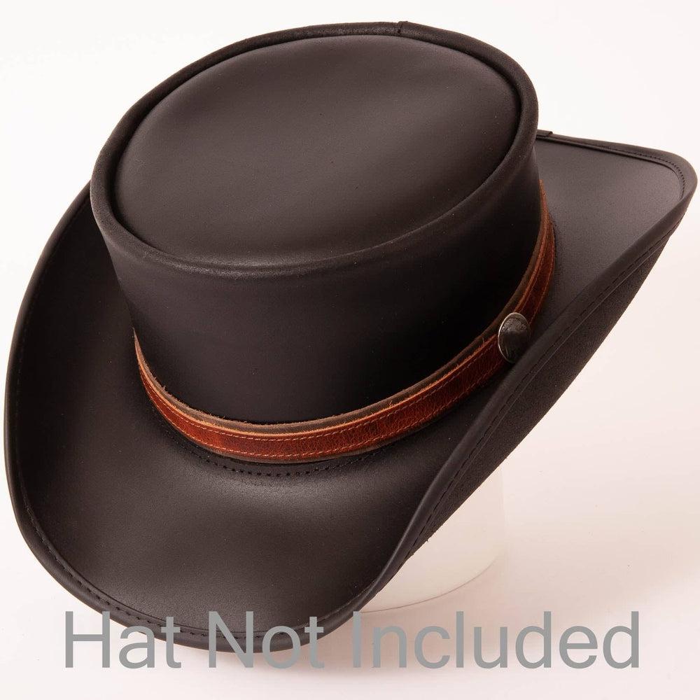 Ranger Firewater Cowhide Leather Band on a black top hat