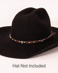 Rawlins Brown Hat Band on a black hat