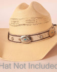 Rodeo Horse Hair Cowboy Hat Band on a cream hat