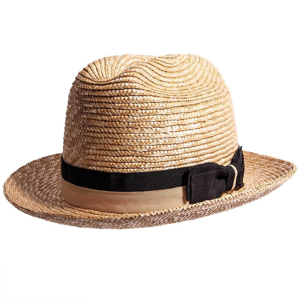 A right side view of Sawyer brown straw sun hat 