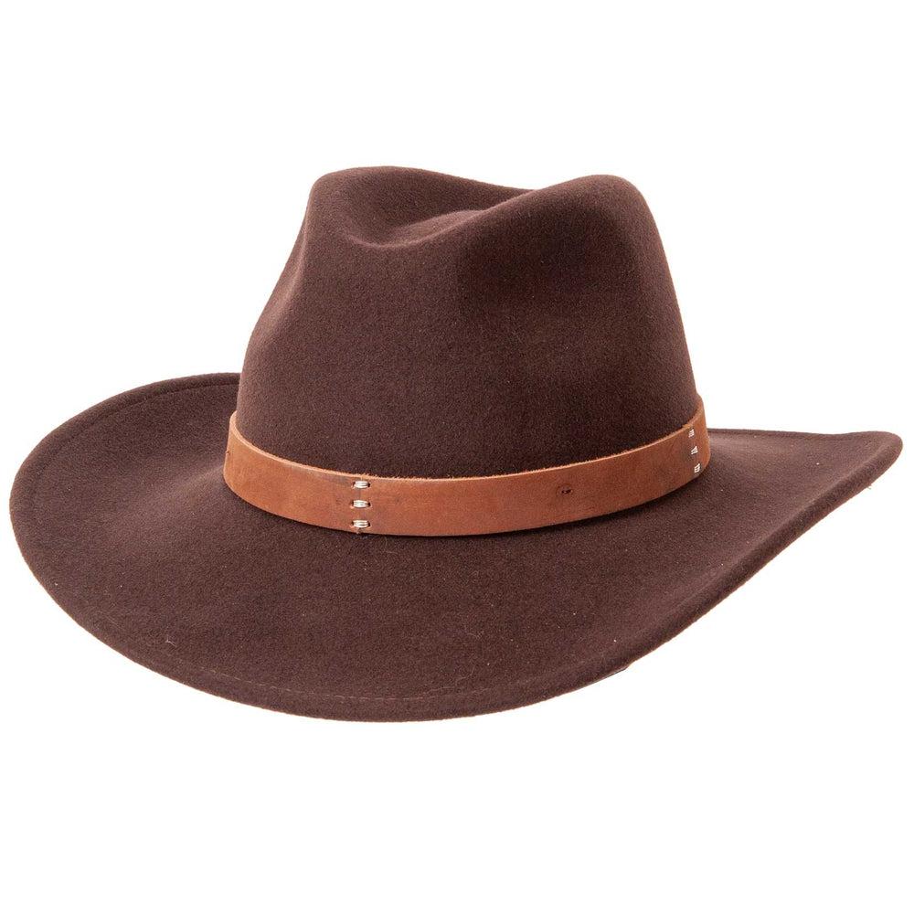 A front view of a Scout Brown Felt Hat 
