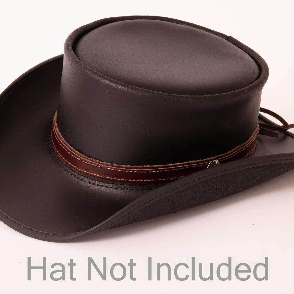 Shadow Cowhide Napavino Leather Band on a top hat