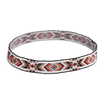 Shane red and black beaded hat band by American hat makers