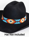 Shawnee multicolor beaded hat band shown on black felt cowboy hat