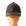 A front view of a Sidecar Black Leather Cap for Men  placed on a wooden stand