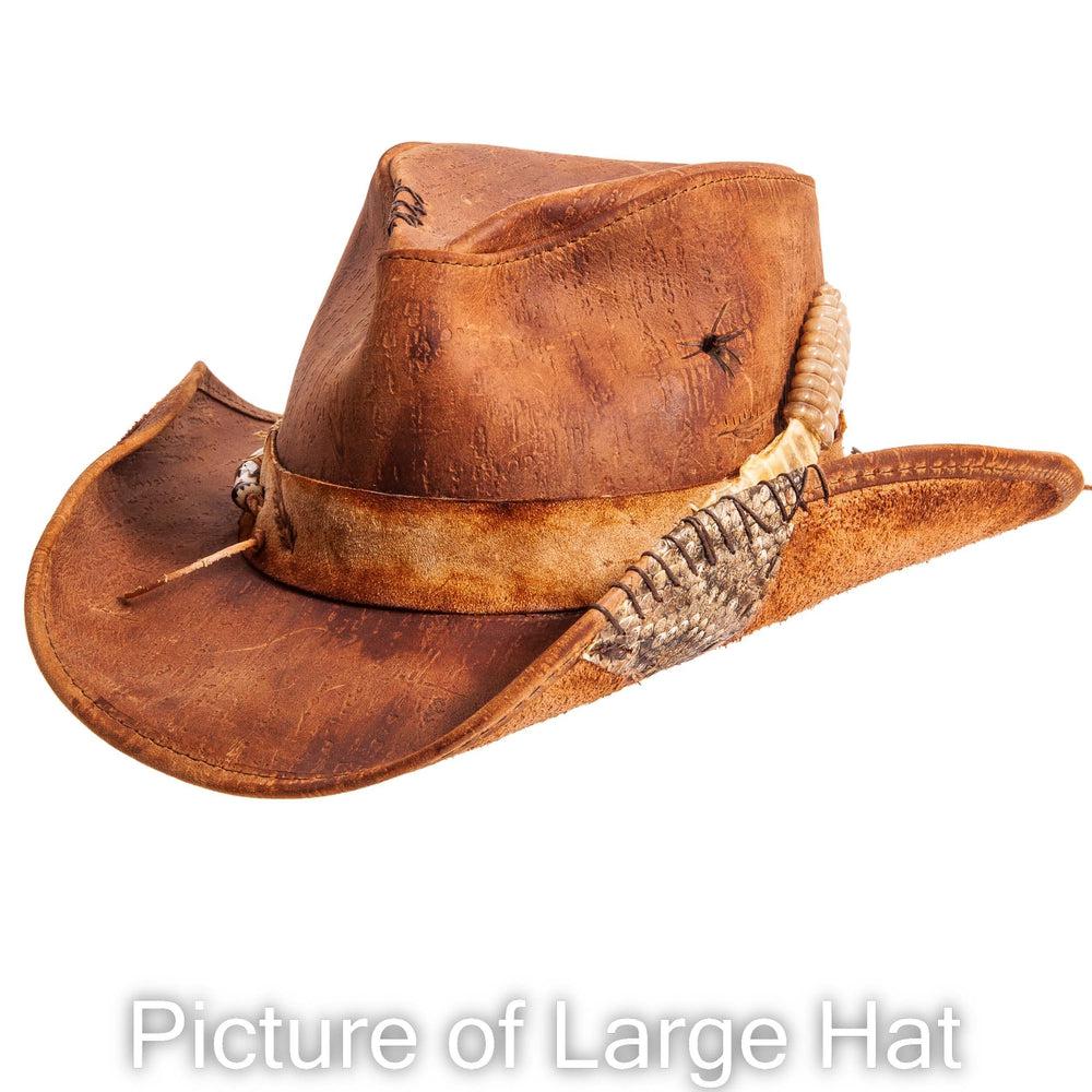 An right view of a sidewinder brown hat