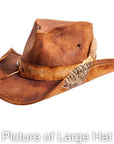 An right view of a sidewinder brown hat