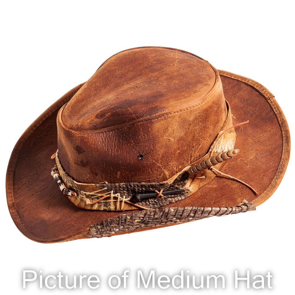A Side view of a  sidewinder brown hat