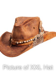 An angle view of a Sidewinder brown hat