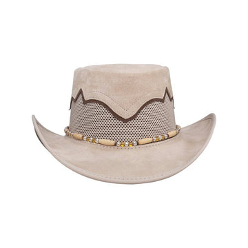 Sierra Latte Leather Mesh Cowboy Hat Crown  by American Hat Makers