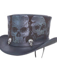 Silver Skull Black Top Hat by American Hat Makers