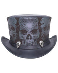 Silver Skull Black Top Hat by American Hat Makers