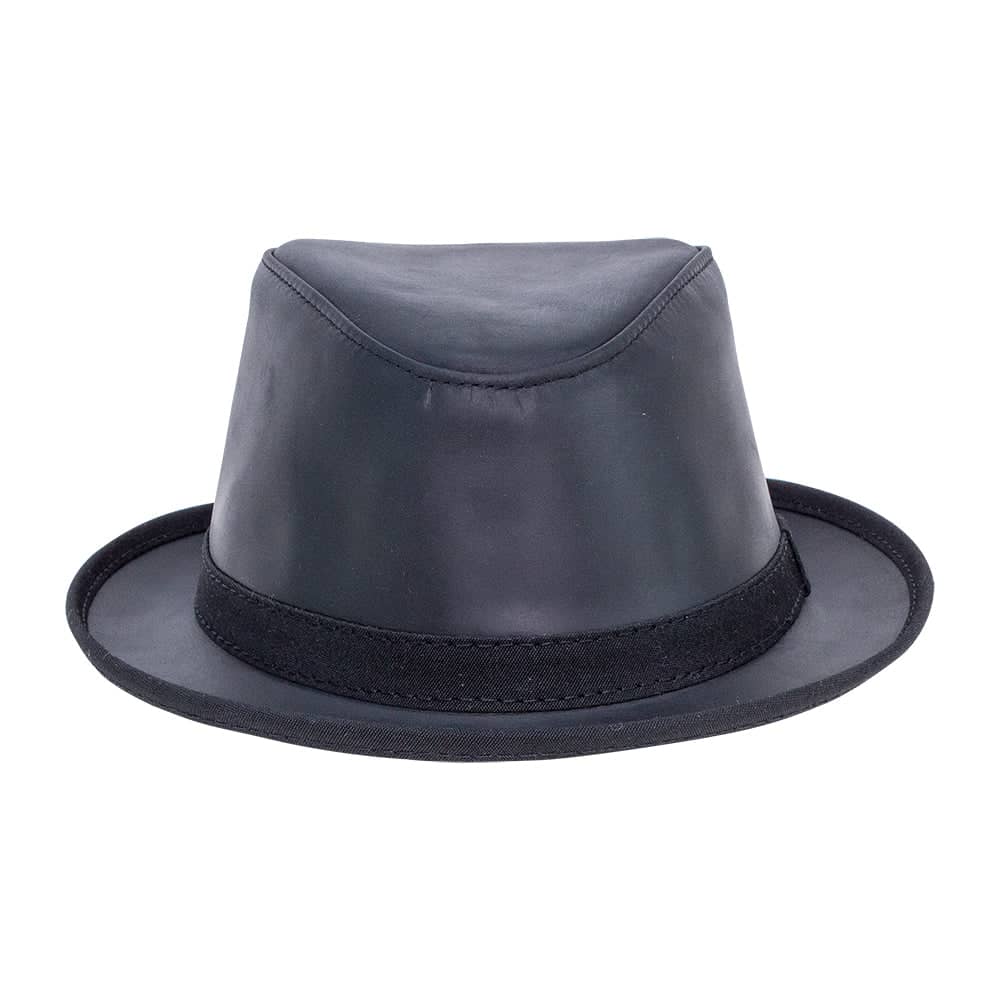 Soho Black Cowhide Leather Fedora by American Hat Makers - Hover 