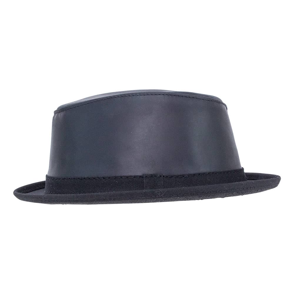Soho Black Cowhide Leather Fedora by American Hat Makers