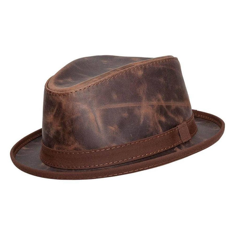 Soho Chocolate Cowhide Leather Fedora by American Hat Makers