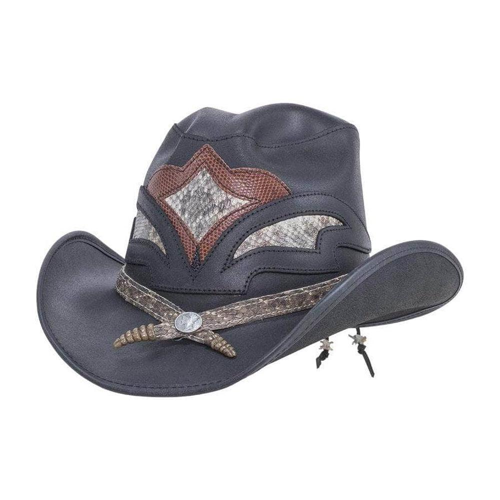 A Black Finished Storm Cowboy Hat with a Double Rattle Band 
