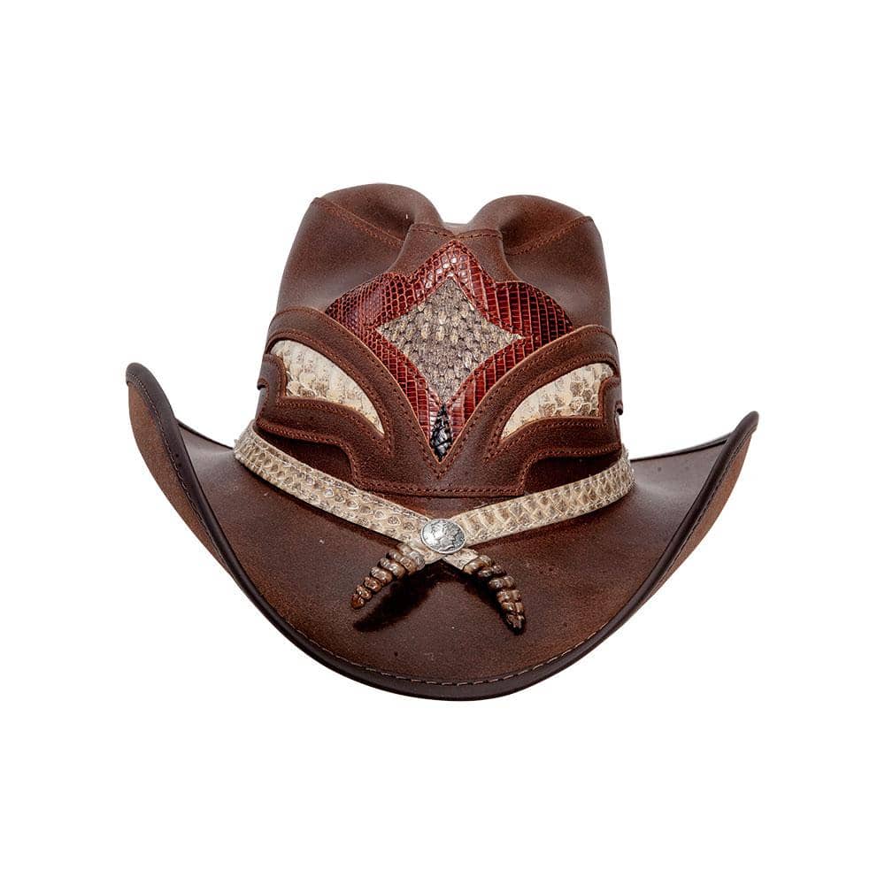 Storm Brown Leather Cowboy Hat with Rattlesnake Skin Band by American Hat Makers