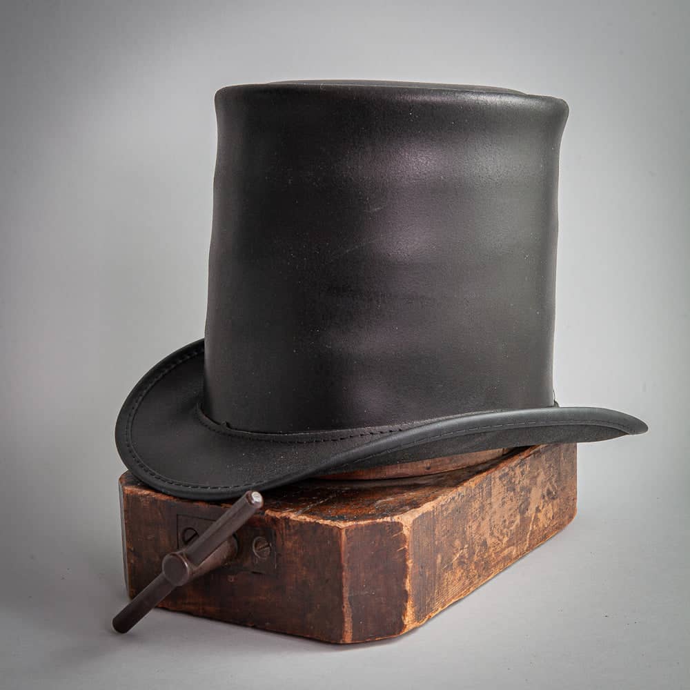 Unbanded Stove Piper Black Finished Top Hat by American Hat Makers - Hover