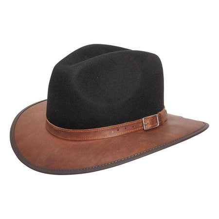 American Hat Makers Summit Wool Leather Fedora Mens Women’s Large 7 3/8 Summit | Womens Oatmeal Felt Leather Fedora Hat – American  main image 2