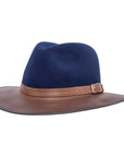 Summit Navy Felt Leather Fedora Hat by American Hat Makers