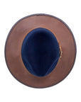 Summit Navy Leather Felt Fedora Hat by American Hat Makers