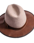 A top view of oatmeal color summit felt fedora