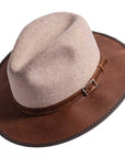 An angle left side view of oatmeal color summit felt fedora