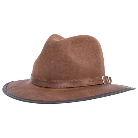 tobacco saddle hat Made from luxurious full grain American cowhide leathers and felt Summit | Womens Saddle Felt