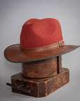Summit Sangria Felt Leather Fedora Hat by American Hat Makers