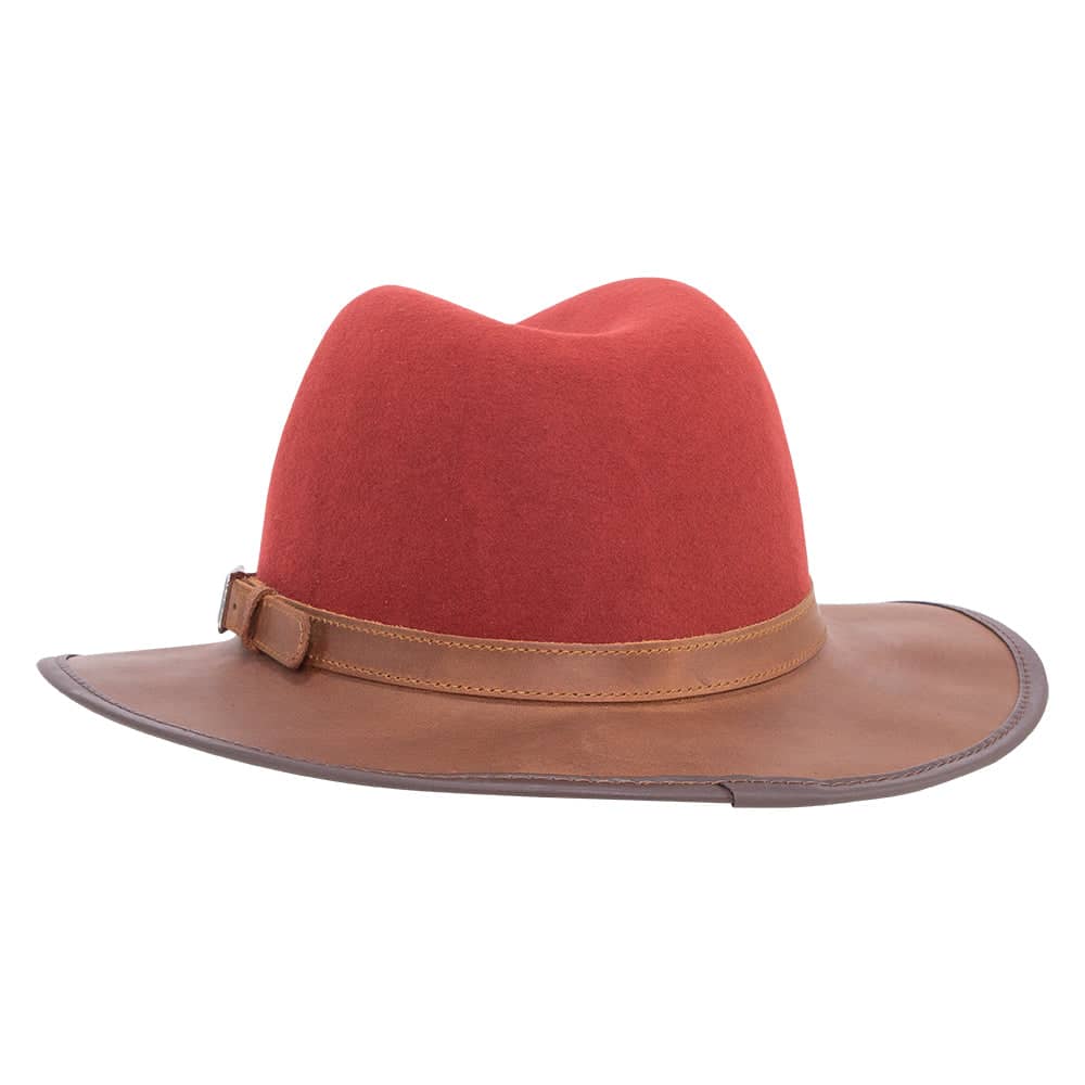 Summit Sangria Leather Felt Fedora Hat by American Hat Makers
