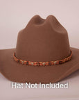 Texas Longhorn Tan Cowboy Hat Band on a brown hat