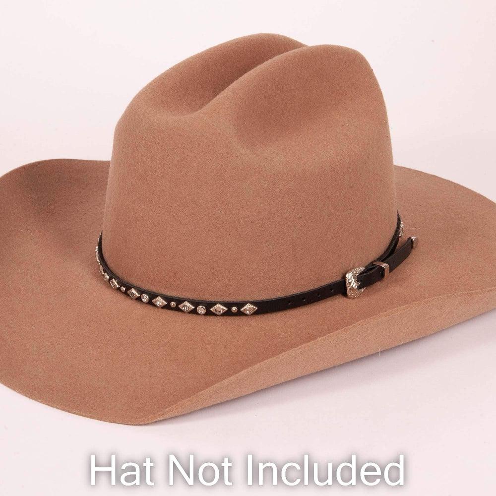 Tiffany black hat band on brown cowboy hat