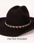 Tombstone Brown Hat Band on a black felt hat
