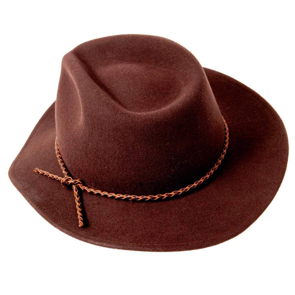 A back view of a Walker Brown Felt Hat 