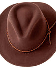 A front view of a Walker Brown Felt Hat