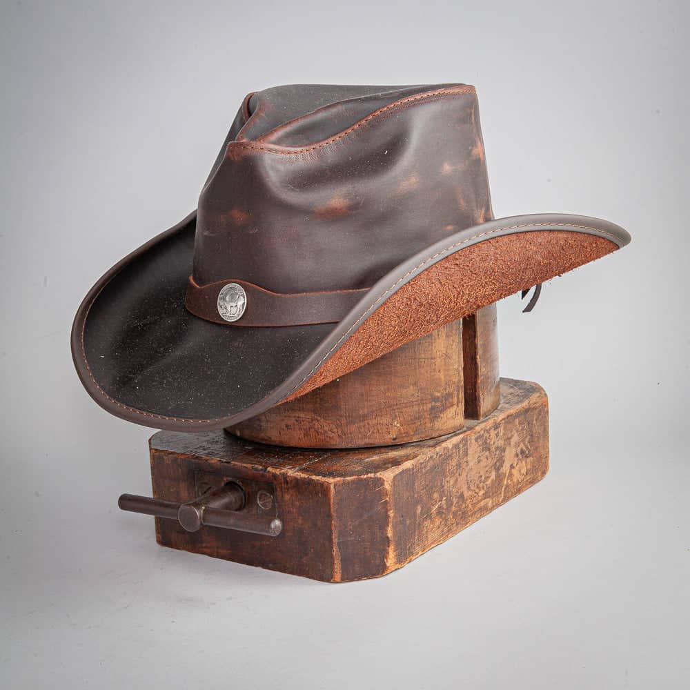 Western Chocolate Leather Cowboy Hat with 3&quot; Brim and 4&quot; Crown  by American Hat Makers