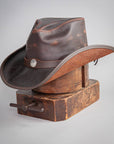 Western Chocolate Leather Cowboy Hat with 3" Brim and 4" Crown  by American Hat Makers