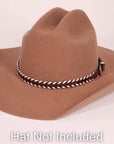 Whippersnapper brown leather cowboy hat band on brown cowboy hat